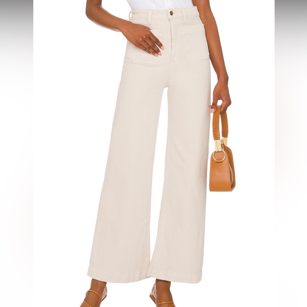 ROLLA'S Cream High-Rise Wide Leg Cropped Jeans